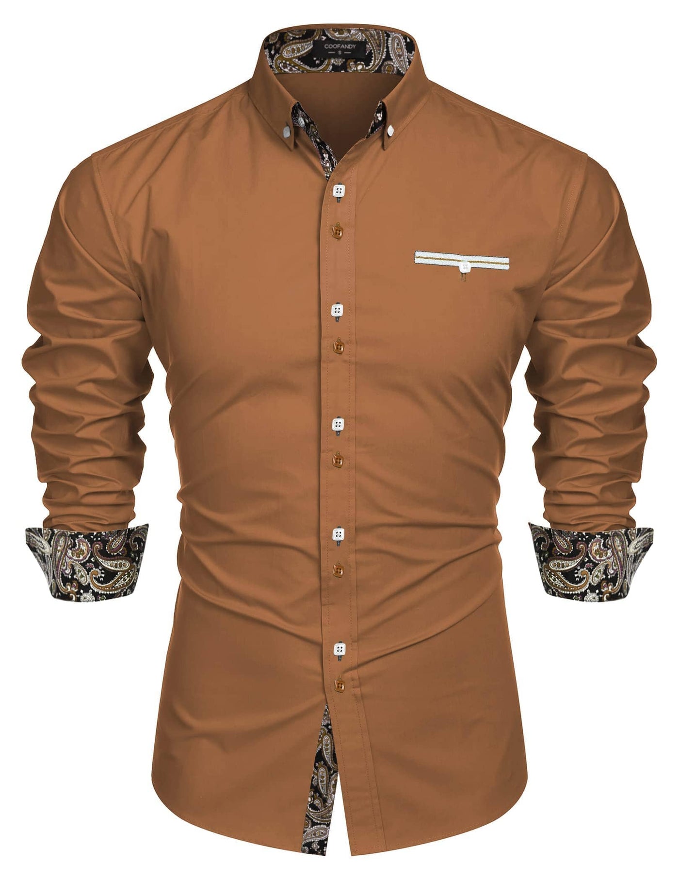 Coofandy Dress Button Down Shirts (US Only) Shirts coofandy Brown S 