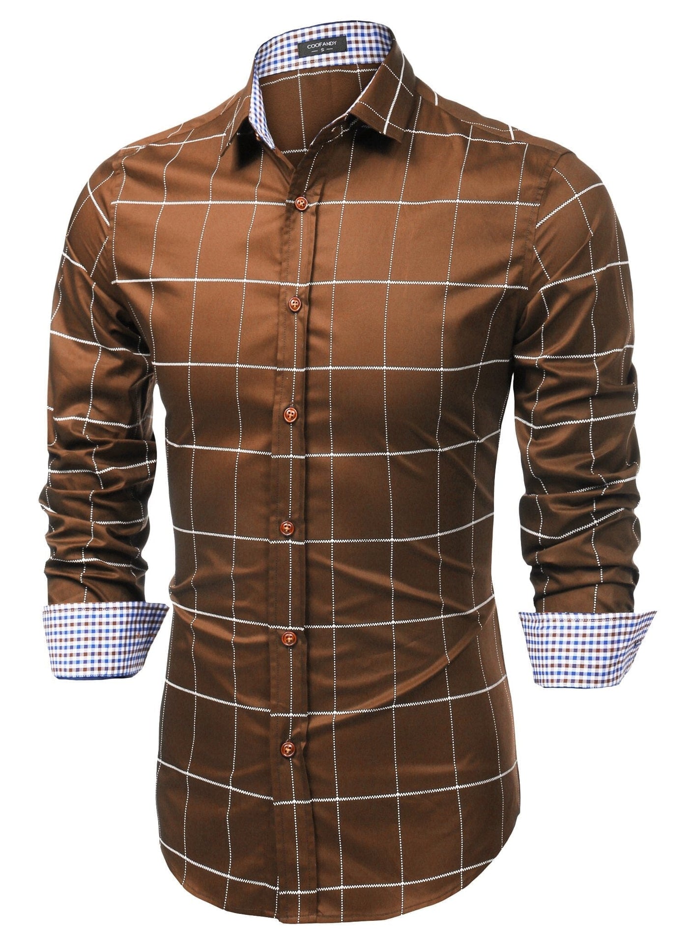 Coofandy Fashion Dress Shirt (US Only) Shirts coofandy Brown S 
