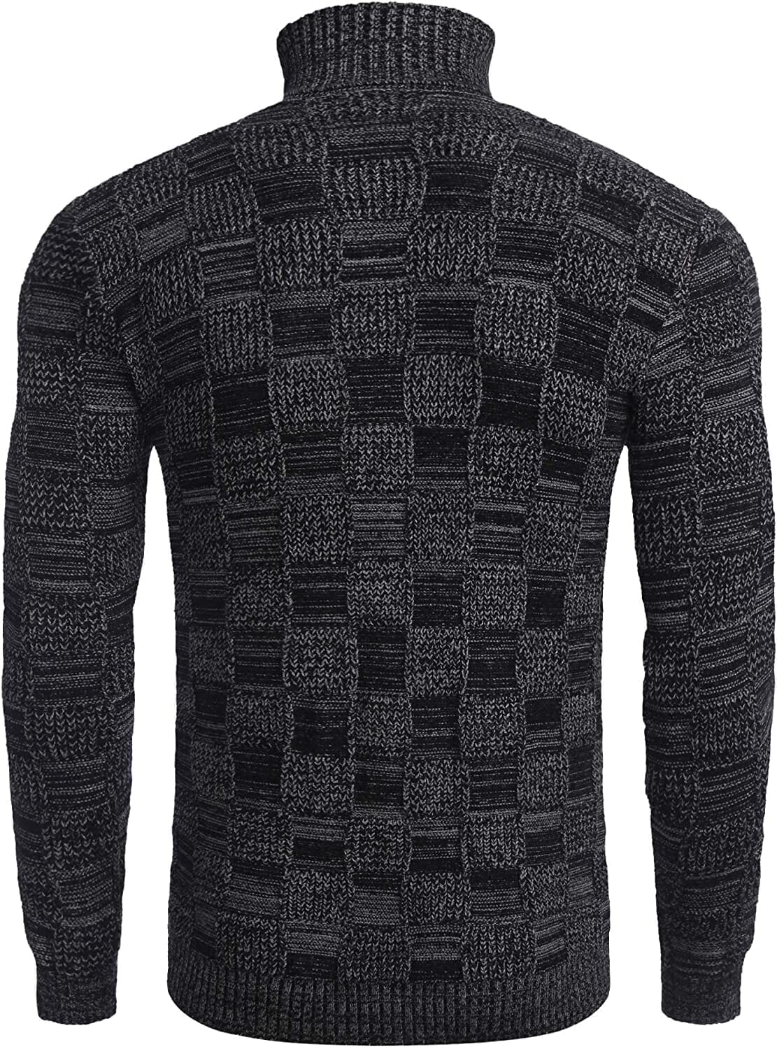 Men's Knitted Turtleneck Sweater Plaid Hightneck Long Sleeve Sweater (US Only) Sweaters COOFANDY Store 