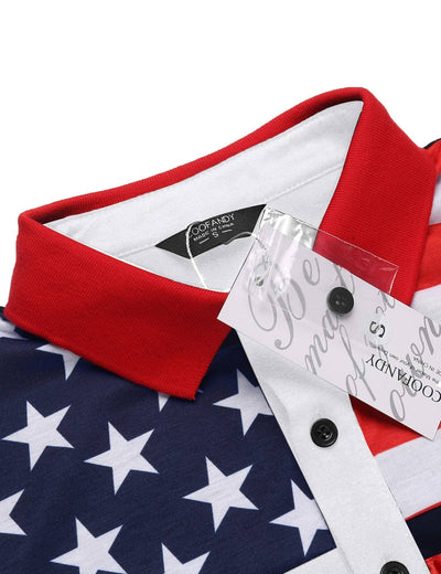 Coofandy American Flag Polo Shirt (US Only) Polos coofandy 