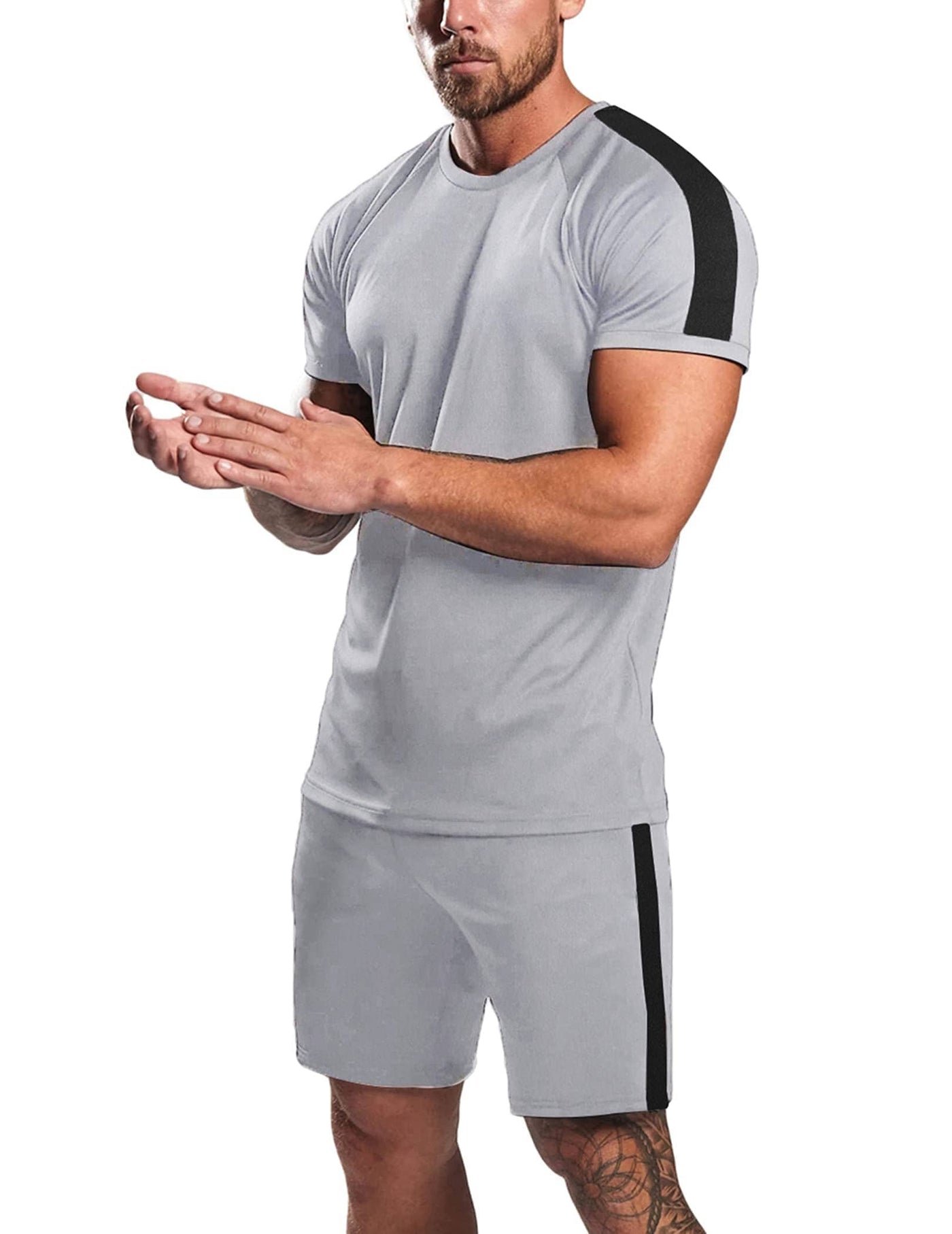 Coofandy 2 Pieces Workout Gym Wear (US Only) Sports Set coofandy Grey S 