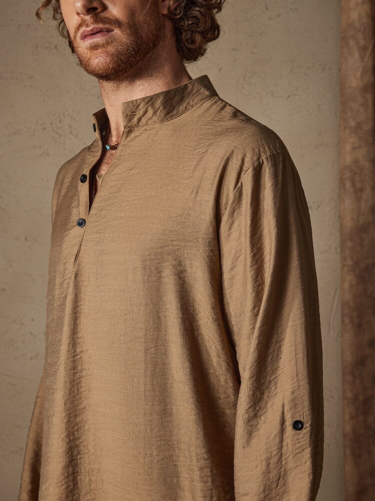 Linen Henry Long Sleeve Beach Shirt Shirts coofandystore 