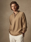 Linen Henry Long Sleeve Beach Shirt Shirts coofandystore Cream S 