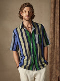 Cozy Stripe Cotton Beach Shirt Shirts coofandystore Green S 
