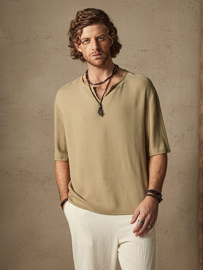 Cotton Solid Color Cozy Shirt Shirts coofandystore Khaki S 