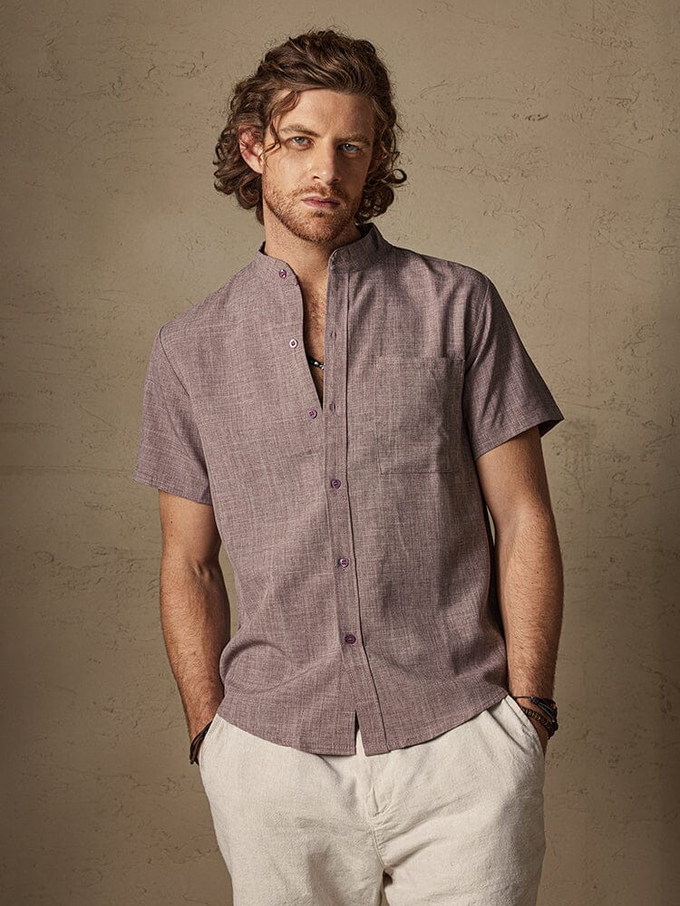 Cotton Linen Style Short Sleeve Simple Shirt Shirts coofandystore 