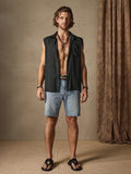 Solid Button Sleeveless Cotton Linen Casual Shirt Shirts coofandystore 