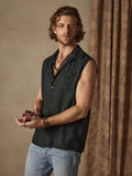Solid Button Sleeveless Cotton Linen Casual Shirt Shirts coofandystore 