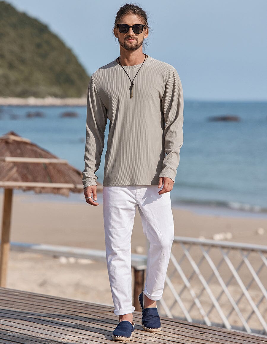 Coofandy Long Sleeves Shirt - Trendy Denim & Lattice Collar. Stay