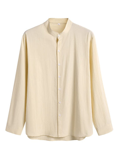 Casual Solid Color Cotton Linen Beach Shirt Set Sets coofandystore 