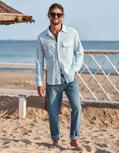 Coofandy long sleeves shirt with two pockets Shirts coofandystore 