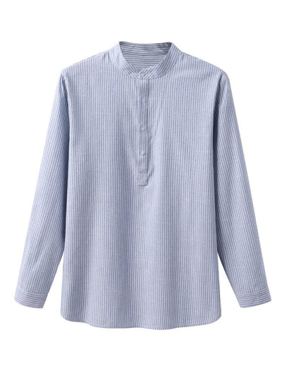 Cotton Linen Stripe Long Sleeve Shirts Shirts coofandy 