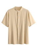 Classic Casual Cotton and Linen Stand Collar Shirt Shirts coofandystore 