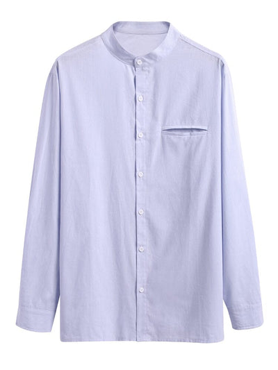 Cotton Linen Stand Collar Button Casual Shirt Shirts coofandystore 
