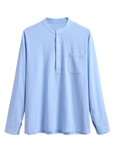 Linen V-neck Beach Long-sleeved Shirt Shirts & Polos coofandystore 