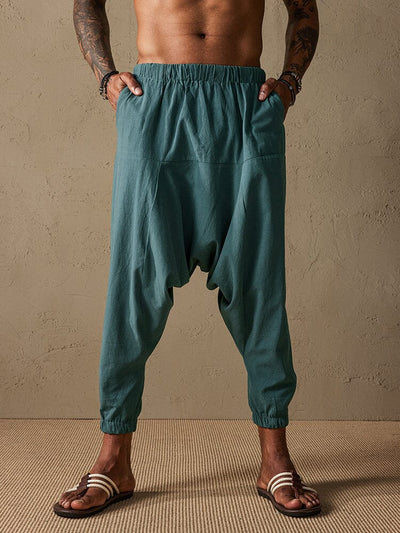 Loose Fit Drop Crotch Cotton Linen Pants Pants coofandystore 