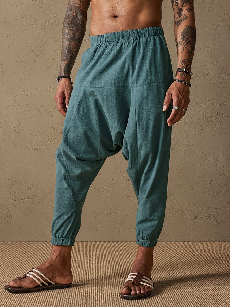 Loose Fit Drop Crotch Cotton Linen Pants Pants coofandystore 