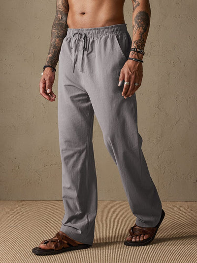 Cotton Solid Color Drawstring Pants Pants coofandystore Dark Grey S 