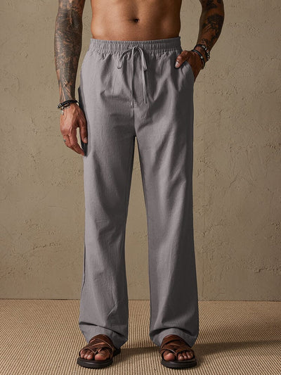 Cotton Solid Color Drawstring Pants Pants coofandystore 