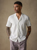 Classic Solid Cotton and Linen Casual Button Shirt Shirts coofandystore White S 