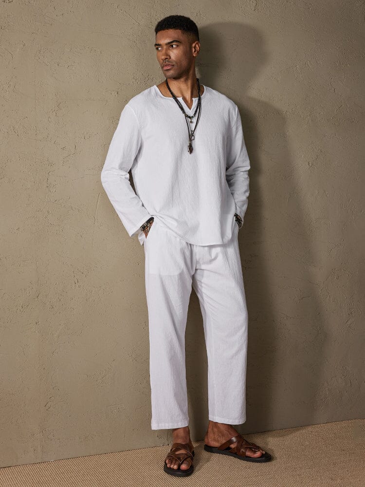 Cozy Cotton Linen Shirt Set - Loose Fit & Moisture Wicking – COOFANDY