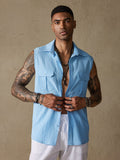 Cotton Linen Sleeveless Button Shirt with Pockets Shirts coofandystore 