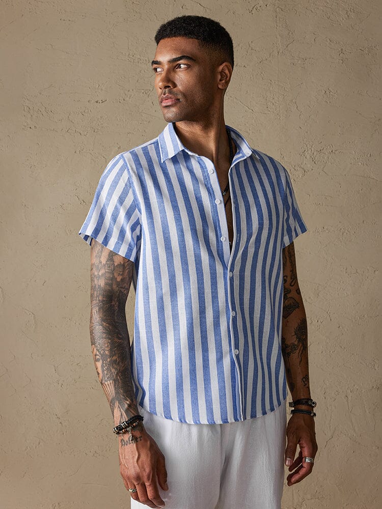 Cotton Linen Casual Striped Shirt Shirts & Polos coofandystore 