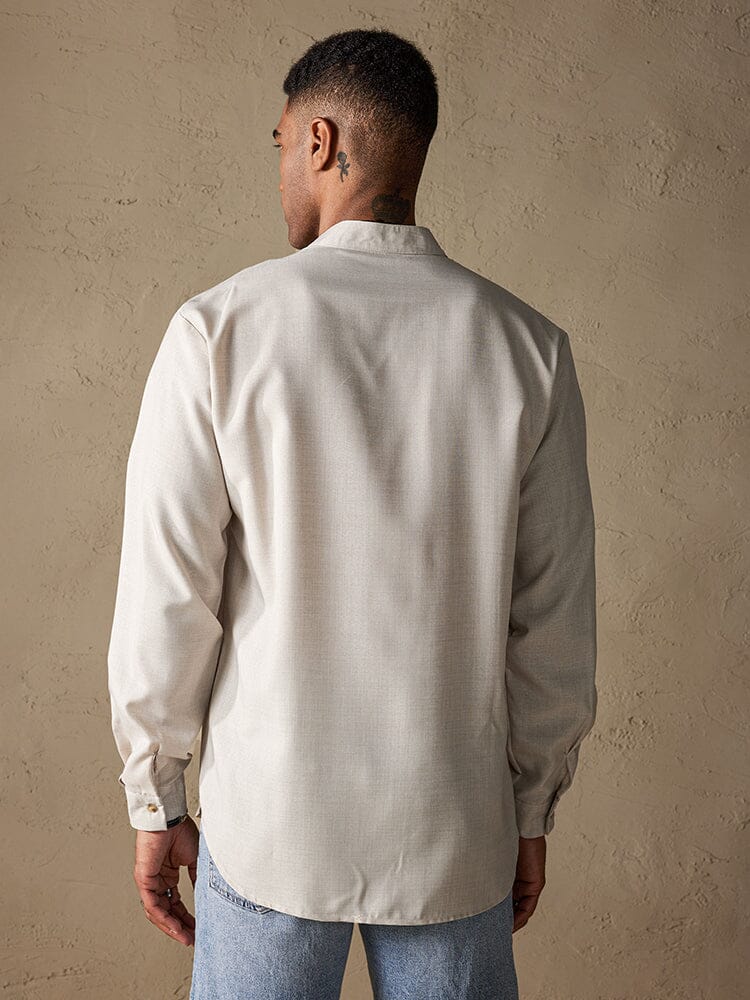 Loose Linen Style Stand Collar Shirt Shirts coofandy 