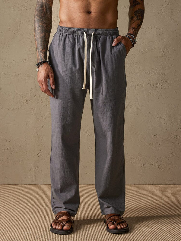 Linen Style Loose Straight Pants Pants coofandystore Dark Grey M 