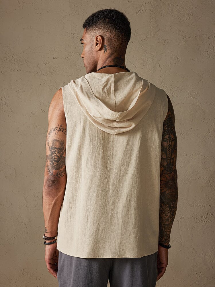 Loose Solid Color Sleeveless Hooded Tank Top Tank Tops coofandystore 