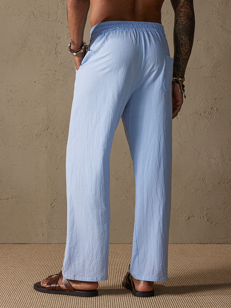 Cozy Drawstring Cotton Linen Straight Pants Pants coofandystore 
