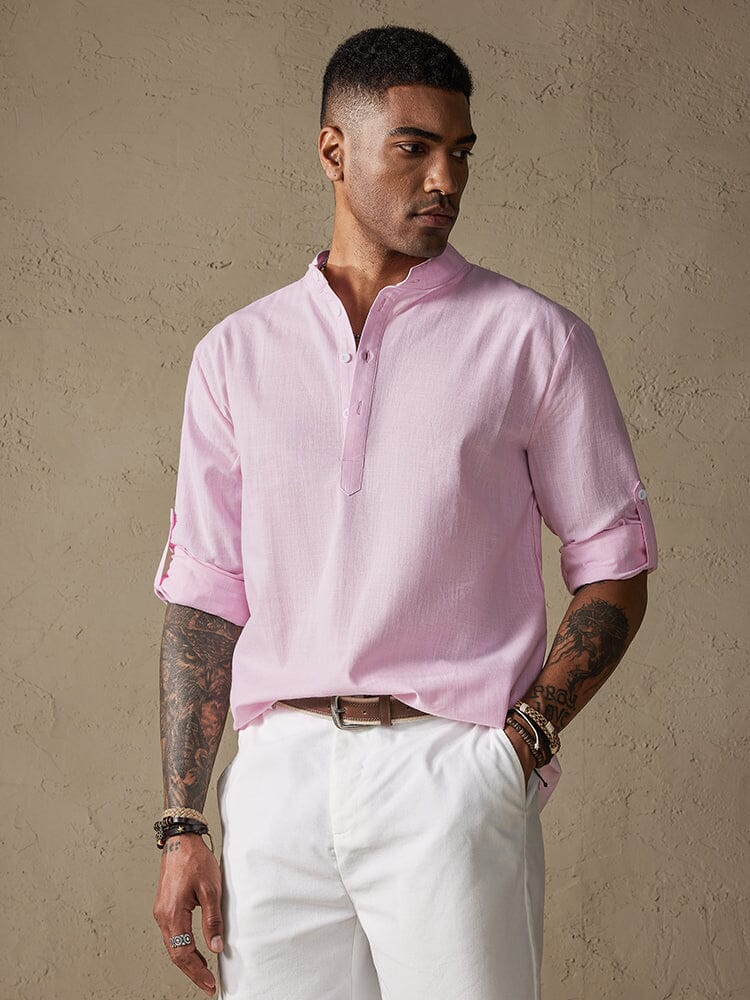 Cotton Long Sleeve Shirt Shirts & Polos coofandystore Pink M 