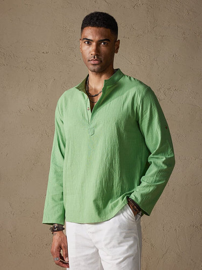 Cotton Style Long Sleeve Botton Shirt Shirts coofandy Green S 