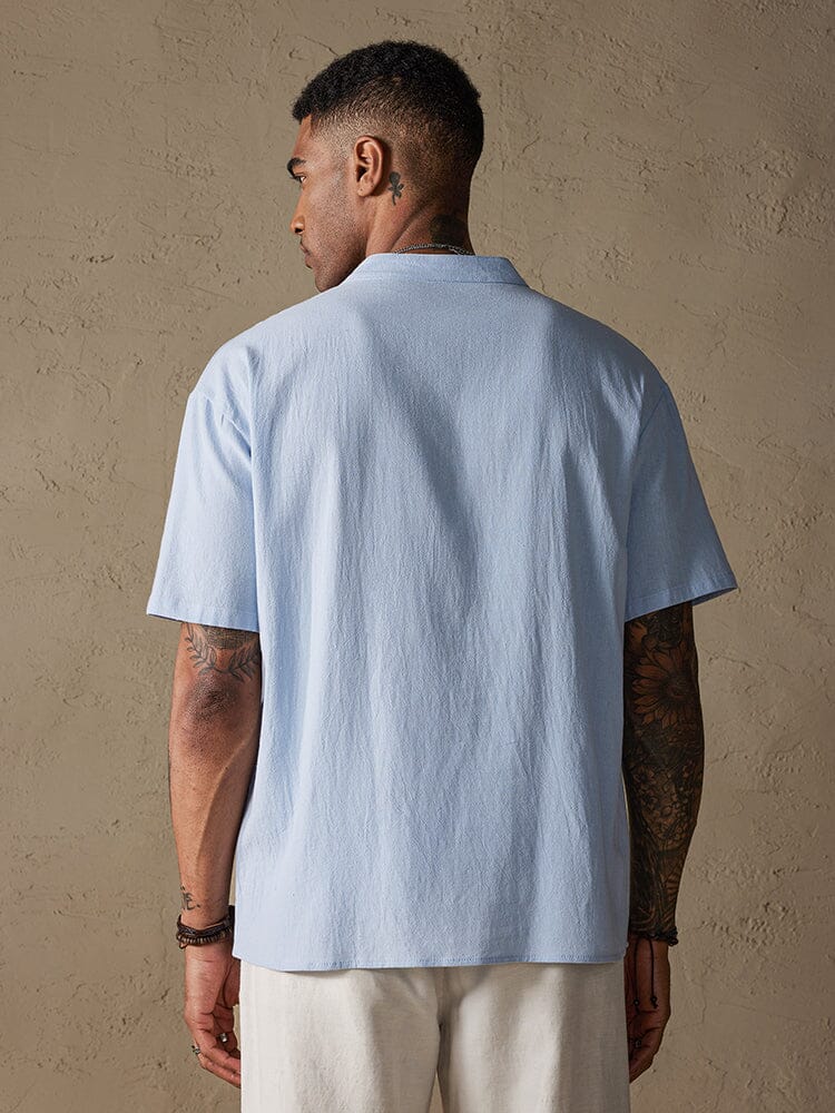 Fashion Cotton Linen Half Button Shirt Shirts coofandystore 