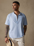 Fashion Cotton Linen Half Button Shirt Shirts coofandystore 