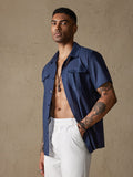 Cotton Linen Solid Color Double Pockets Shirt Shirts coofandystore 