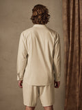 Casual Solid Color Cotton Linen Beach Shirt Set Sets coofandystore 