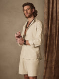 Casual Solid Color Cotton Linen Beach Shirt Set Sets coofandystore 