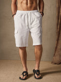 Linen Style Casual Shorts with Pockets Shorts coofandy White M 