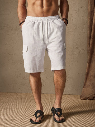 Men's Grey Linen-Blend Cargo Shorts - Spring Cool in Dove Grey