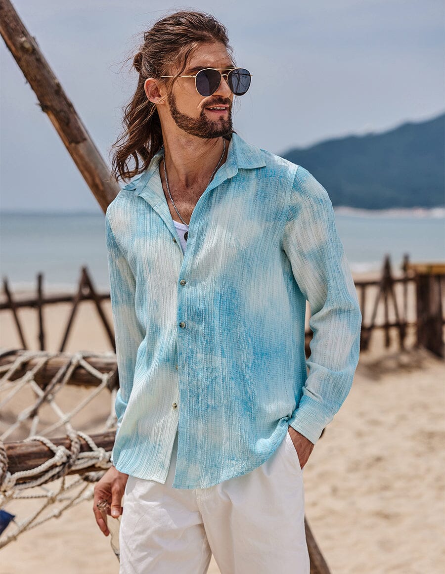 tie dye dress shirt Japanese Navy and Light Blue Tie Dye Shirt