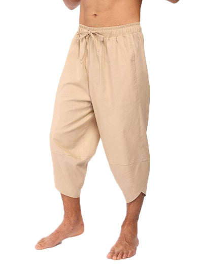 Coofandy Linen Style 3/4 Shorts Yoga Trousers (US Only) Pants coofandy Khaki S 
