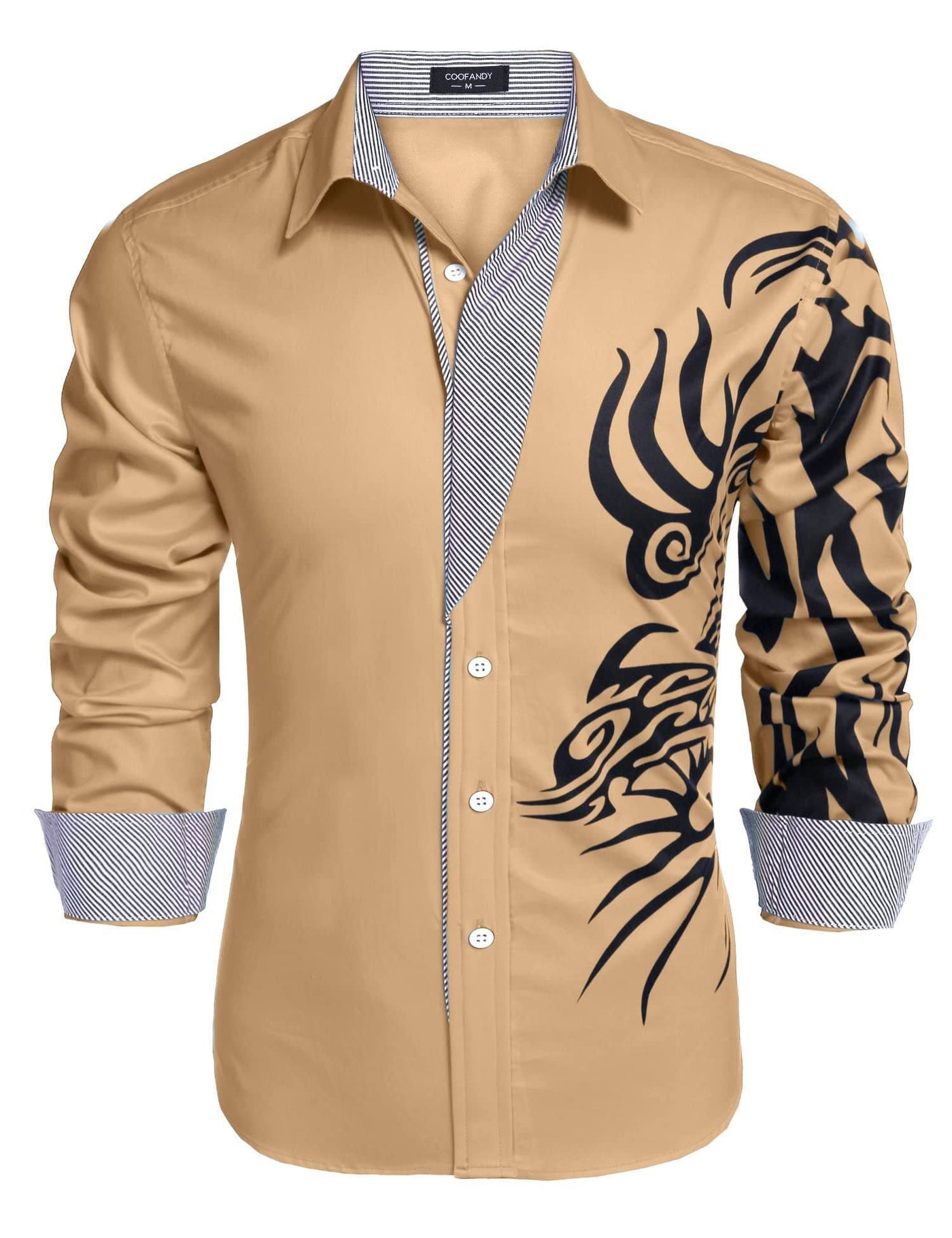 Coofandy Print Dress Shirt (US Only) Shirts coofandy Khaki S 