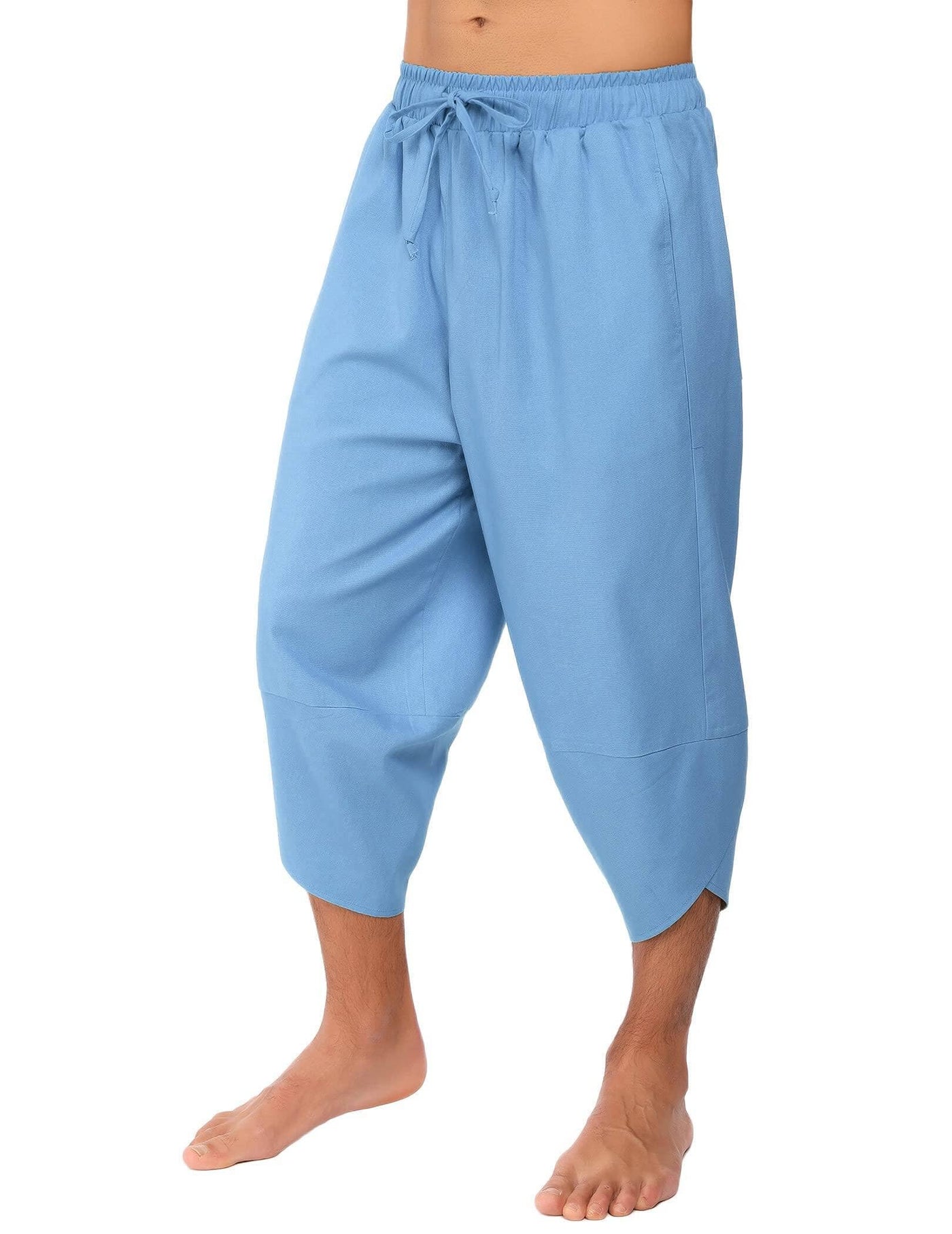 Coofandy Linen Style 3/4 Shorts Yoga Trousers (US Only) Pants coofandy Light Blue S 