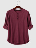 Coofandy Long Sleeves Shirt With Buttons Shirts coofandystore Wine Red S 