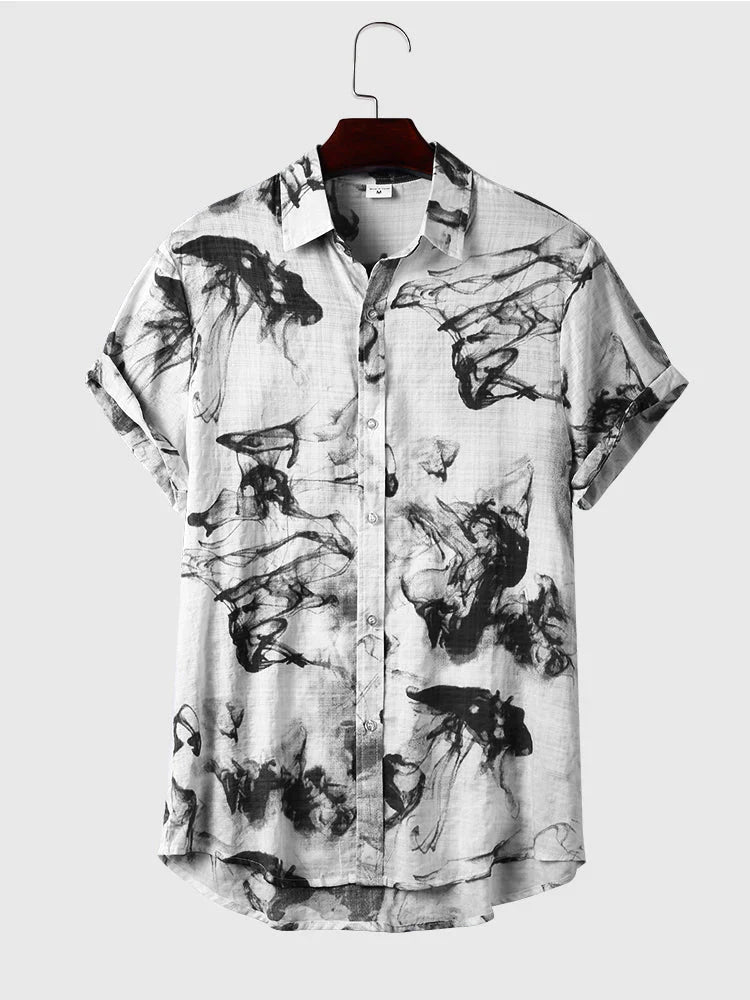 Hawaiian floral linen style shirt coofandystore Black M 
