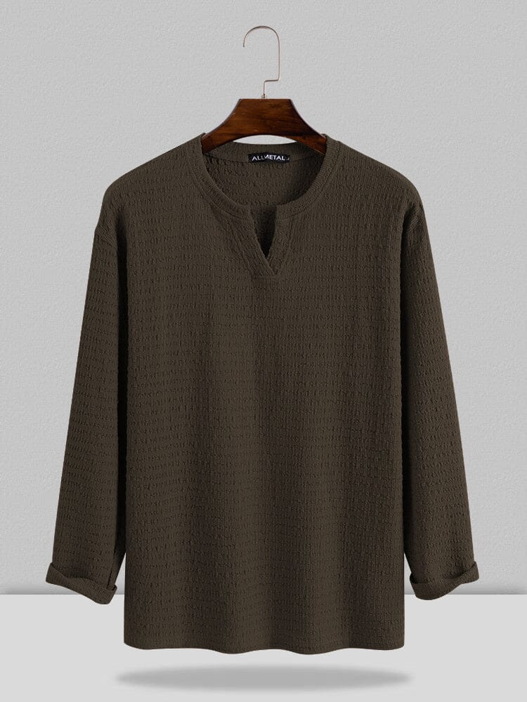 Coofandy Small V-neck long-sleeved Shirt Shirts coofandystore Coffee M 