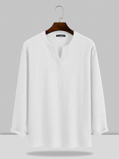 Coofandy Small V-neck long-sleeved Shirt Shirts coofandystore White M 