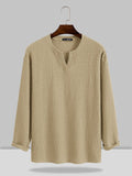Coofandy Small V-neck long-sleeved Shirt Shirts coofandystore Light Khaki M 