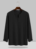 Coofandy Small V-neck long-sleeved Shirt Shirts coofandystore Black M 